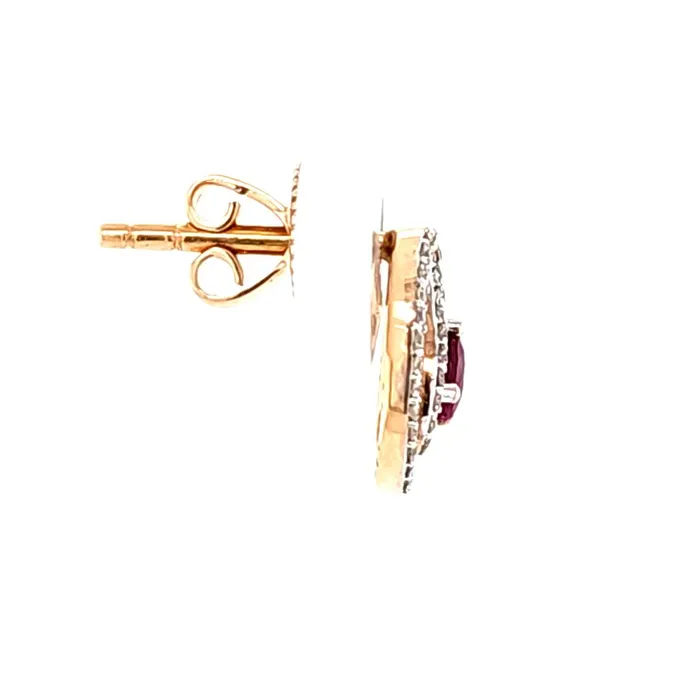 Earrings WE CLEARANCE 18k Rose Gold Ruby Diamond Twist Stud Earrings I5971