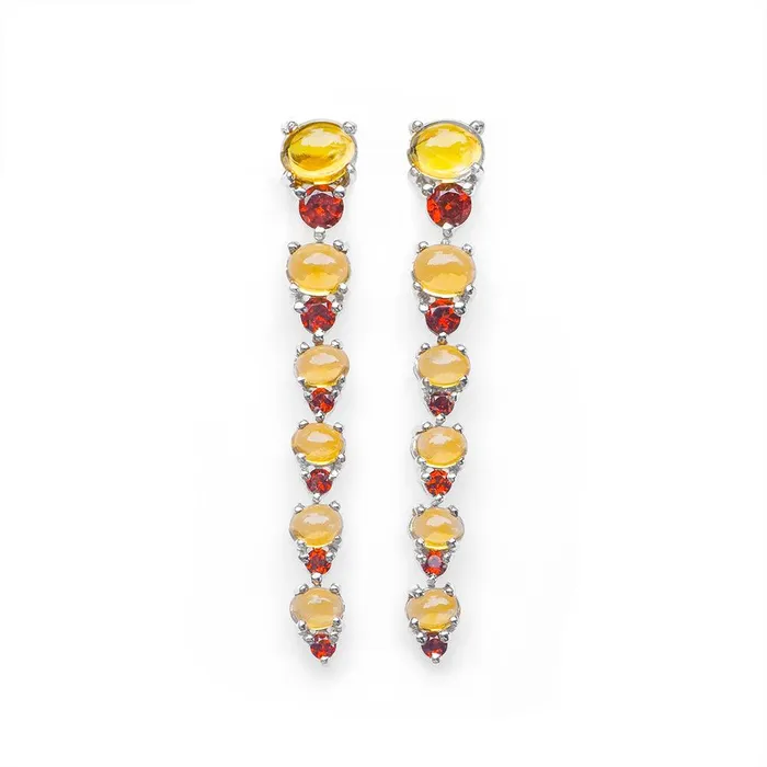 Earrings YoTreasure 533 ct Solid 925 Sterling Silver Citrine Earrings