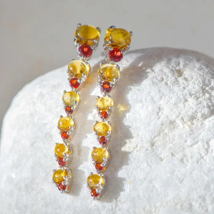 Earrings YoTreasure 533 ct Solid 925 Sterling Silver Citrine Earrings