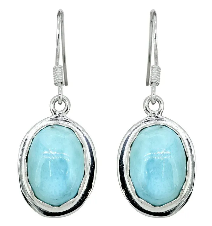 Earrings YoTreasure Natural Larimar Solid 925 Sterling Silver Dangle Earrings Jewelry Earrings YoTreasure Natural Larimar Solid 925 Sterling Silver Dangle Earrings Jewelry