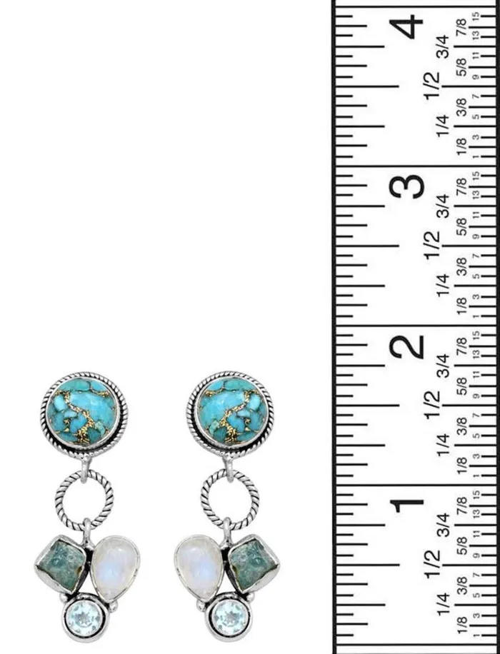 Earrings YoTreasure Turquoise Moonstone Solid 925 Sterling Silver Dangle Earrings