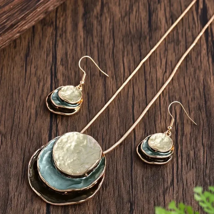 Earrings ZX Jewellery Store Layered Earrings Necklace Set