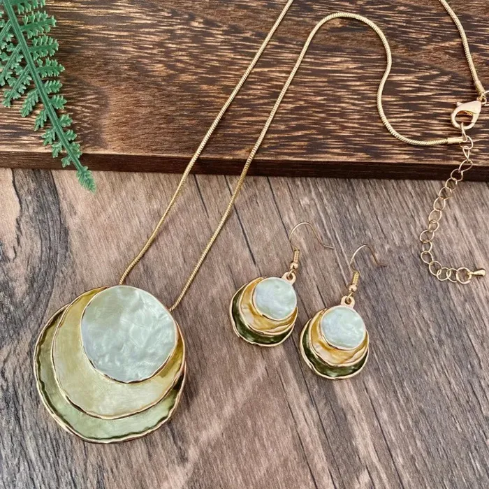 Earrings ZX Jewellery Store Layered Earrings Necklace Set