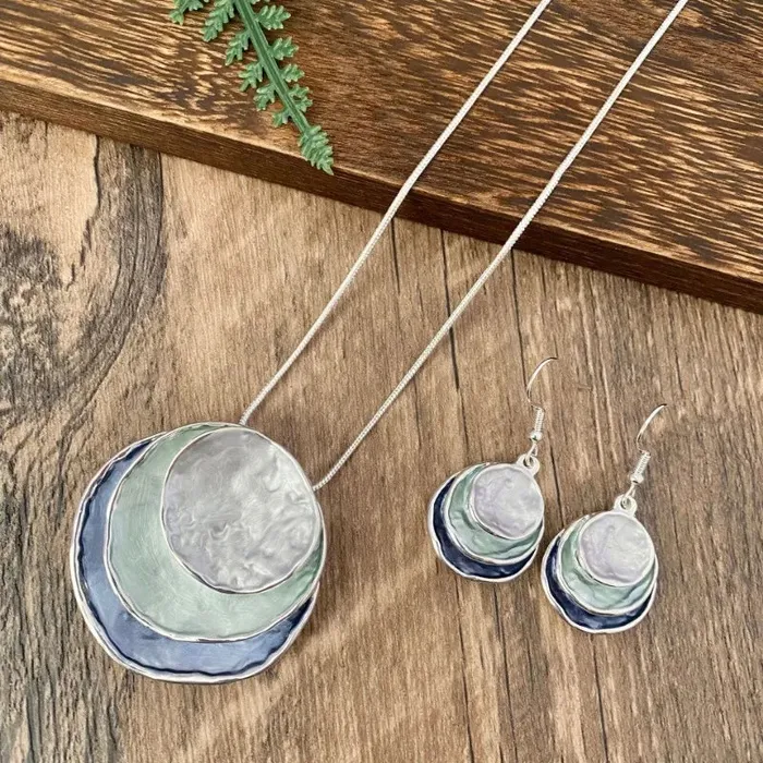 Earrings ZX Jewellery Store Layered Earrings Necklace Set