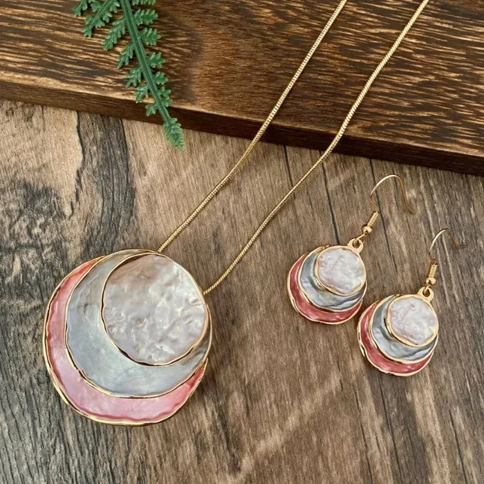 Earrings ZX Jewellery Store Layered Earrings Necklace Set