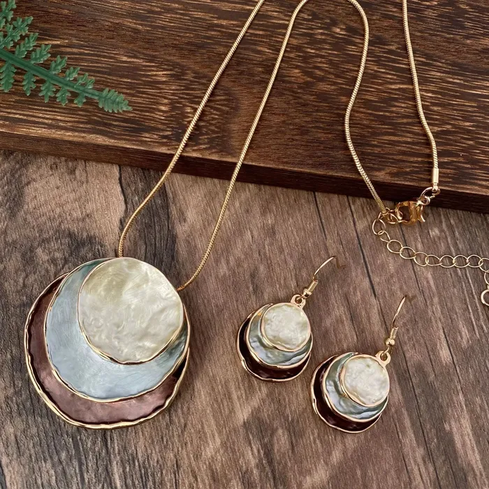 Earrings ZX Jewellery Store Layered Earrings Necklace Set