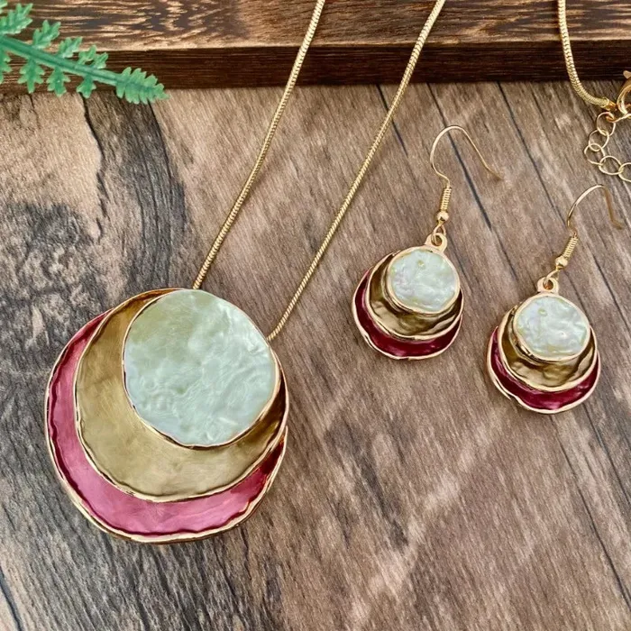 Earrings ZX Jewellery Store Layered Earrings Necklace Set
