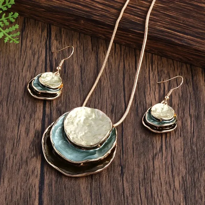 Earrings ZX Jewellery Store Layered Earrings Necklace Set