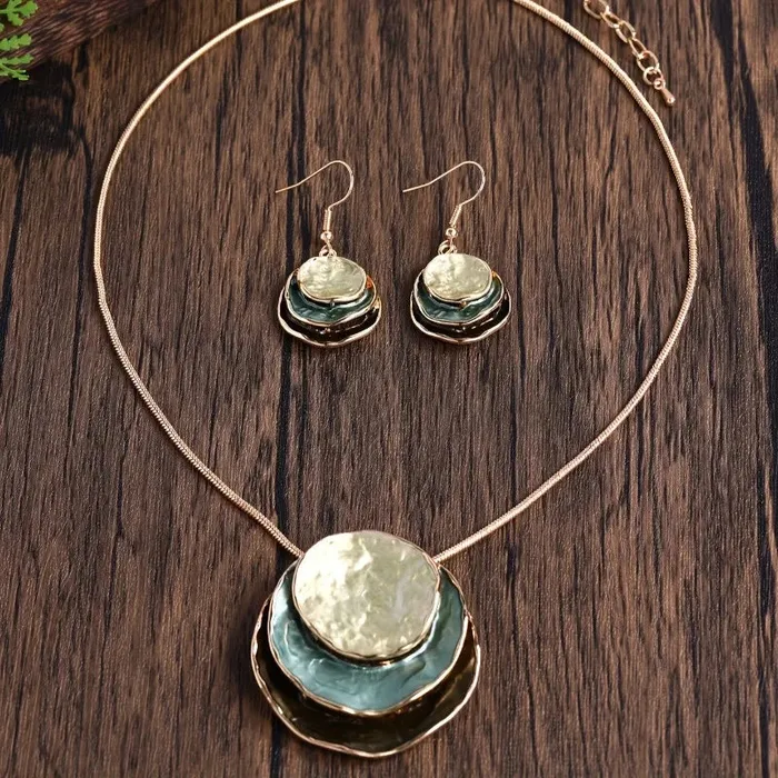 Earrings ZX Jewellery Store Layered Earrings Necklace Set