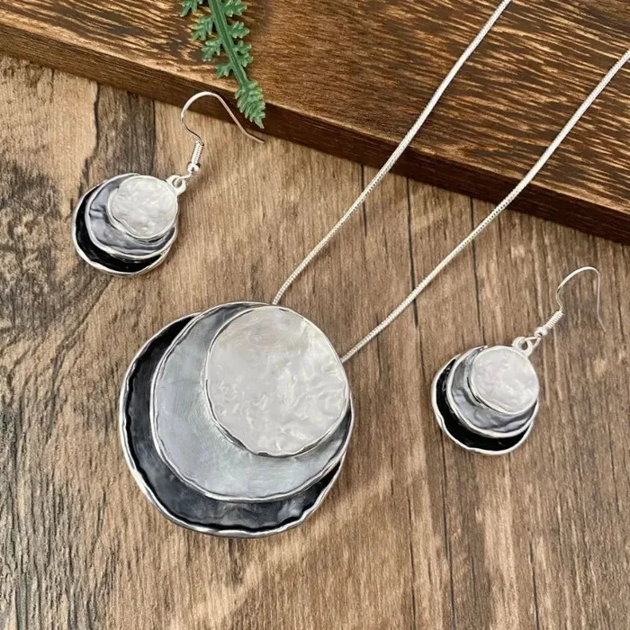 Earrings ZX Jewellery Store Layered Earrings Necklace Set