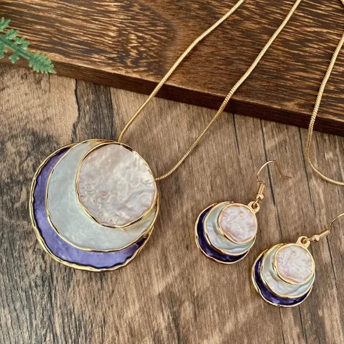 Earrings ZX Jewellery Store Layered Earrings Necklace Set