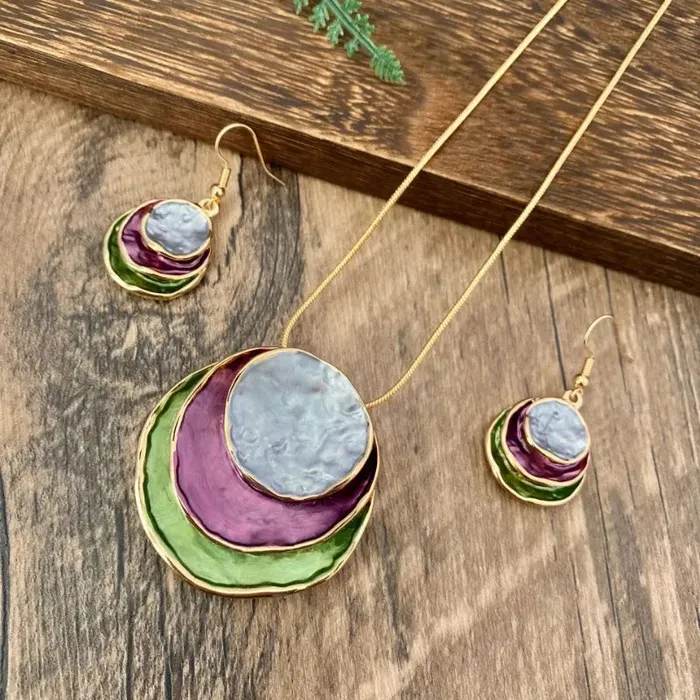 Earrings ZX Jewellery Store Layered Earrings Necklace Set