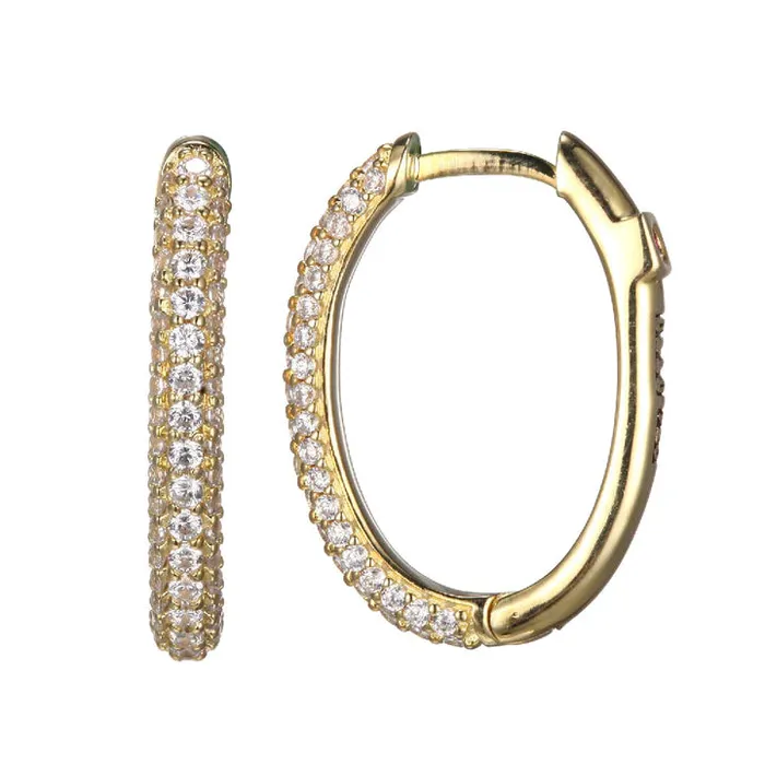 ELLE Earrings ELLE Gold Pave Oval Hoop Earrings SI3316