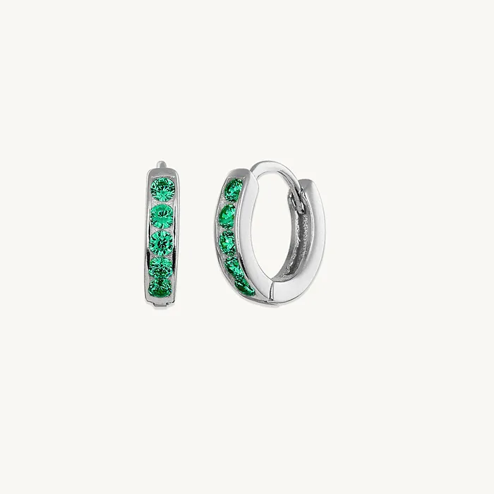 Emerald Inlay Huggie Earrings Camile Stone Earrings