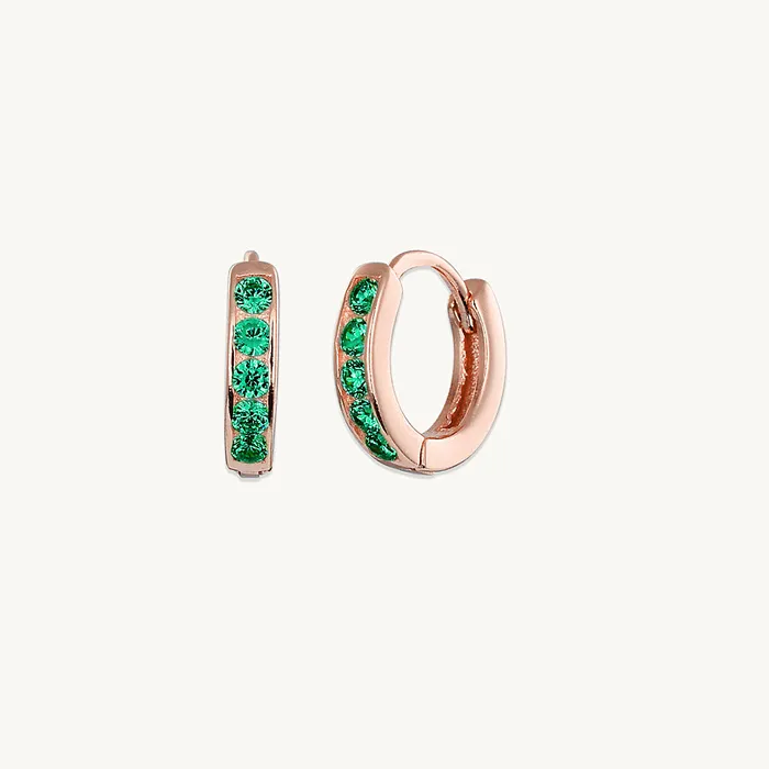 Emerald Inlay Huggie Earrings Camile Stone Earrings