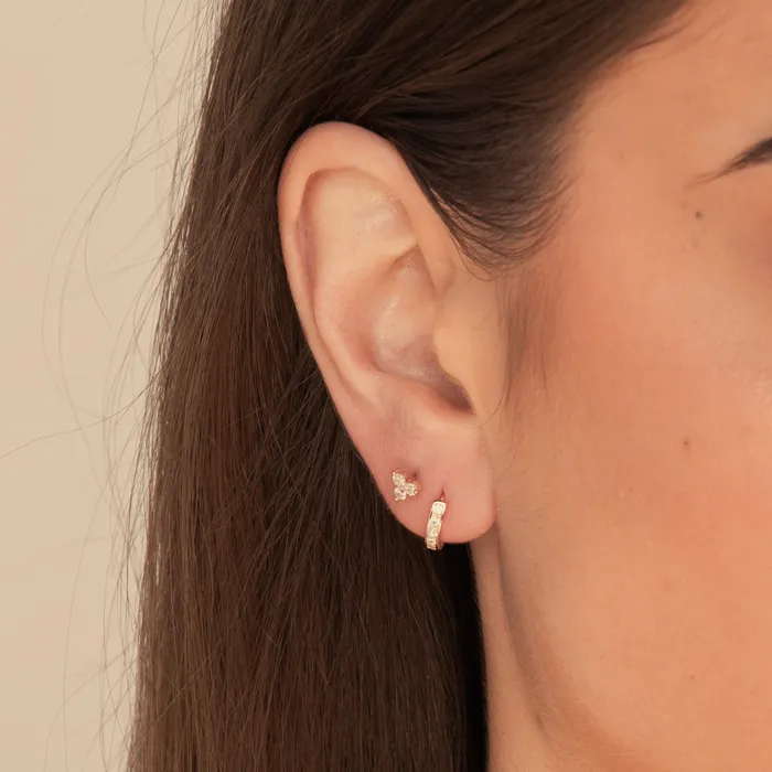 Emerald Inlay Huggie Earrings Camile Stone Earrings