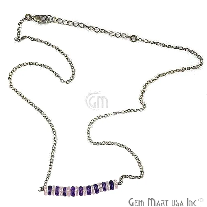 Faceted 42x5mm Gemstone Bead Charm 18 Inch Long Necklace Chain Pick your Gemstone Plating GemMartUSA Necklaces Faceted 42x5mm Gemstone Bead Charm 18 Inch Long Necklace Chain Pick your Gemstone Plating GemMartUSA Necklaces