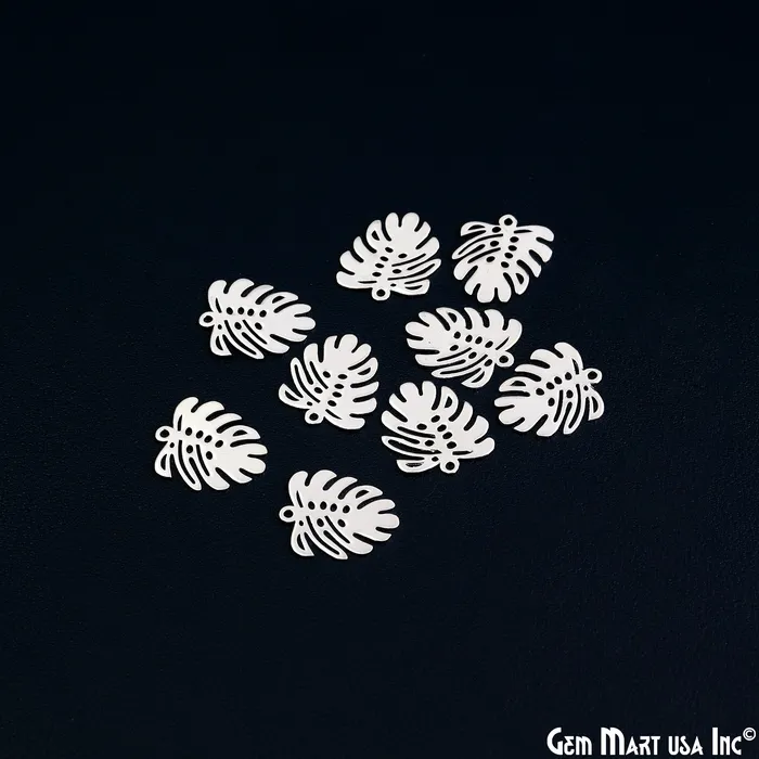 GemMartUSA Charm Necklaces Leaf Shape Laser Charm Silver Plated 20x1725mm Finding Charm Connector GemMartUSA Charm Necklaces Leaf Shape Laser Charm Silver Plated 20x1725mm Finding Charm Connector