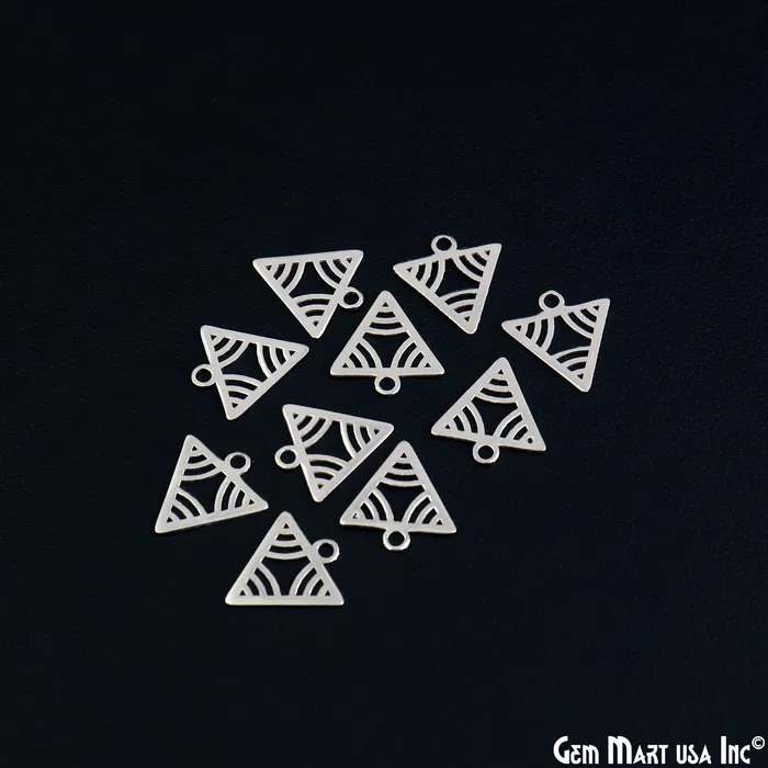 GemMartUSA Charm Necklaces Triangle Shape Charm Laser Finding Silver Plated Charm For Bracelets Pendants GemMartUSA Charm Necklaces Triangle Shape Charm Laser Finding Silver Plated Charm For Bracelets Pendants
