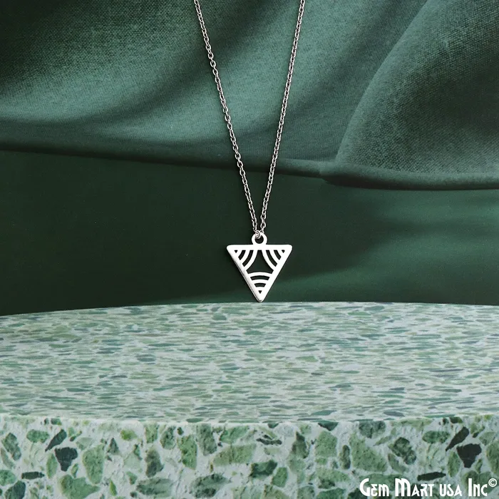 GemMartUSA Charm Necklaces Triangle Shape Charm Laser Finding Silver Plated Charm For Bracelets Pendants GemMartUSA Charm Necklaces Triangle Shape Charm Laser Finding Silver Plated Charm For Bracelets Pendants