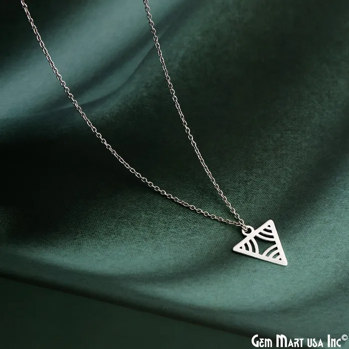 GemMartUSA Charm Necklaces Triangle Shape Charm Laser Finding Silver Plated Charm For Bracelets Pendants GemMartUSA Charm Necklaces Triangle Shape Charm Laser Finding Silver Plated Charm For Bracelets Pendants