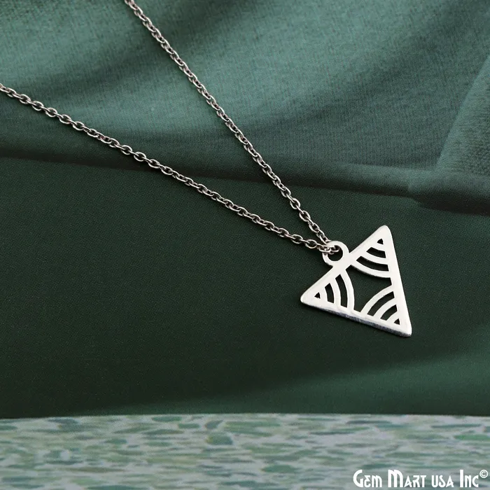 GemMartUSA Charm Necklaces Triangle Shape Charm Laser Finding Silver Plated Charm For Bracelets Pendants GemMartUSA Charm Necklaces Triangle Shape Charm Laser Finding Silver Plated Charm For Bracelets Pendants