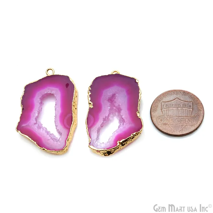 GemMartUSA Earrings Agate Slice 35x21mm Organic Gold Electroplated Gemstone Earring Connector 1 Pair GemMartUSA Earrings Agate Slice 35x21mm Organic Gold Electroplated Gemstone Earring Connector 1 Pair