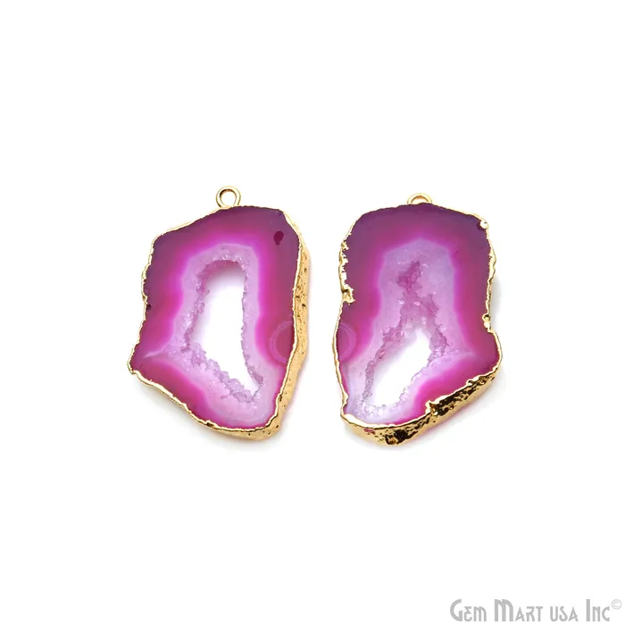 GemMartUSA Earrings Agate Slice 35x21mm Organic Gold Electroplated Gemstone Earring Connector 1 Pair GemMartUSA Earrings Agate Slice 35x21mm Organic Gold Electroplated Gemstone Earring Connector 1 Pair