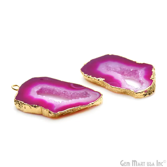 GemMartUSA Earrings Agate Slice 35x21mm Organic Gold Electroplated Gemstone Earring Connector 1 Pair GemMartUSA Earrings Agate Slice 35x21mm Organic Gold Electroplated Gemstone Earring Connector 1 Pair