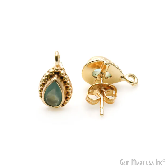 GemMartUSA Earrings Pear Shape Gold Plated 13x7mm Hoop Stud Earring