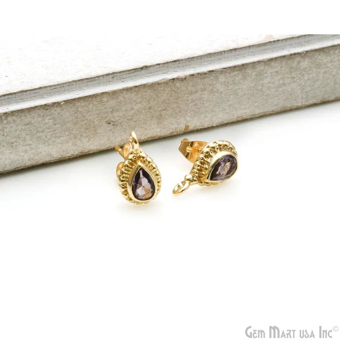 GemMartUSA Earrings Pear Shape Gold Plated 13x7mm Hoop Stud Earring GemMartUSA Earrings Pear Shape Gold Plated 13x7mm Hoop Stud Earring