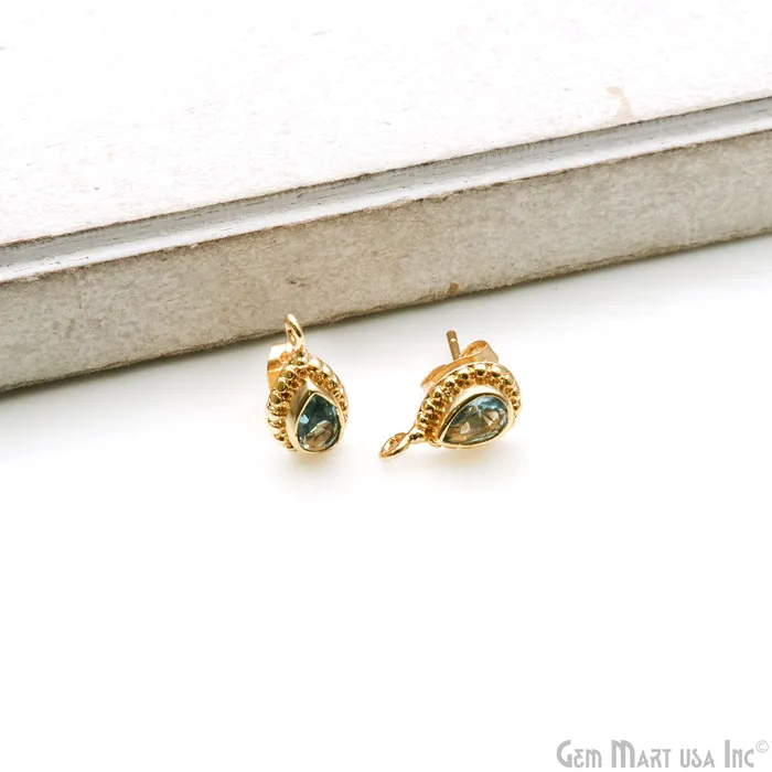 GemMartUSA Earrings Pear Shape Gold Plated 13x7mm Hoop Stud Earring GemMartUSA Earrings Pear Shape Gold Plated 13x7mm Hoop Stud Earring