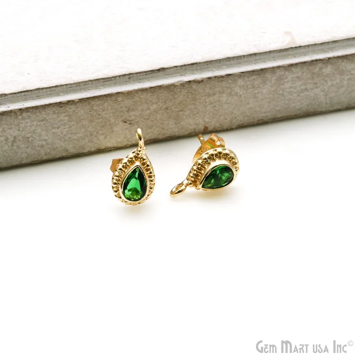 GemMartUSA Earrings Pear Shape Gold Plated 13x7mm Hoop Stud Earring GemMartUSA Earrings Pear Shape Gold Plated 13x7mm Hoop Stud Earring