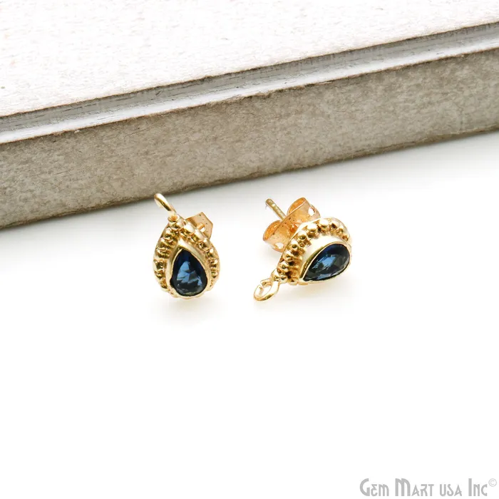 GemMartUSA Earrings Pear Shape Gold Plated 13x7mm Hoop Stud Earring GemMartUSA Earrings Pear Shape Gold Plated 13x7mm Hoop Stud Earring
