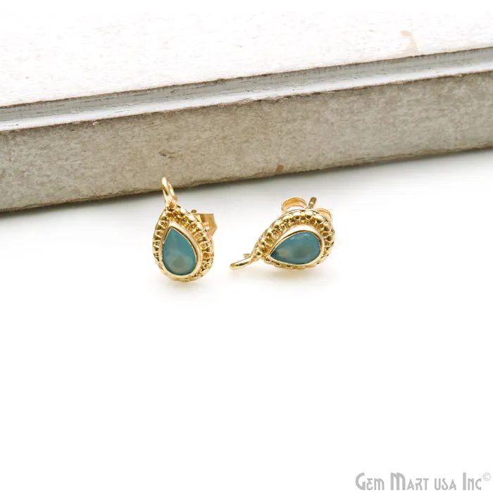 GemMartUSA Earrings Pear Shape Gold Plated 13x7mm Hoop Stud Earring GemMartUSA Earrings Pear Shape Gold Plated 13x7mm Hoop Stud Earring