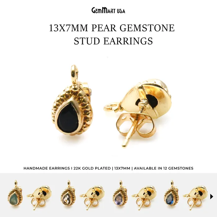 GemMartUSA Earrings Pear Shape Gold Plated 13x7mm Hoop Stud Earring GemMartUSA Earrings Pear Shape Gold Plated 13x7mm Hoop Stud Earring