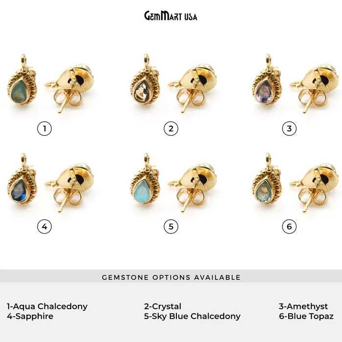 GemMartUSA Earrings Pear Shape Gold Plated 13x7mm Hoop Stud Earring GemMartUSA Earrings Pear Shape Gold Plated 13x7mm Hoop Stud Earring