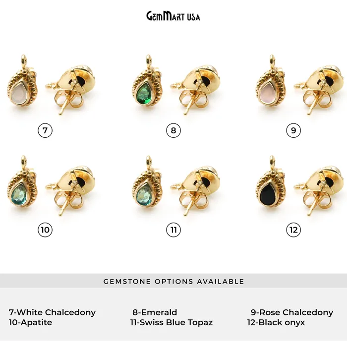 GemMartUSA Earrings Pear Shape Gold Plated 13x7mm Hoop Stud Earring GemMartUSA Earrings Pear Shape Gold Plated 13x7mm Hoop Stud Earring