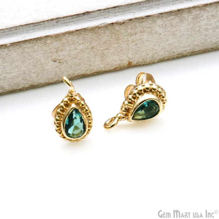 GemMartUSA Earrings Pear Shape Gold Plated 13x7mm Hoop Stud Earring GemMartUSA Earrings Pear Shape Gold Plated 13x7mm Hoop Stud Earring