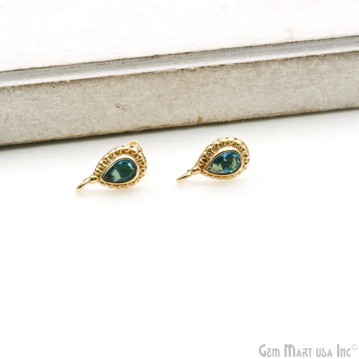 GemMartUSA Earrings Pear Shape Gold Plated 13x7mm Hoop Stud Earring GemMartUSA Earrings Pear Shape Gold Plated 13x7mm Hoop Stud Earring