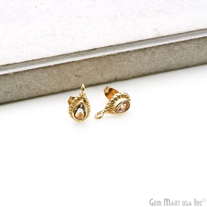 GemMartUSA Earrings Pear Shape Gold Plated 13x7mm Hoop Stud Earring GemMartUSA Earrings Pear Shape Gold Plated 13x7mm Hoop Stud Earring