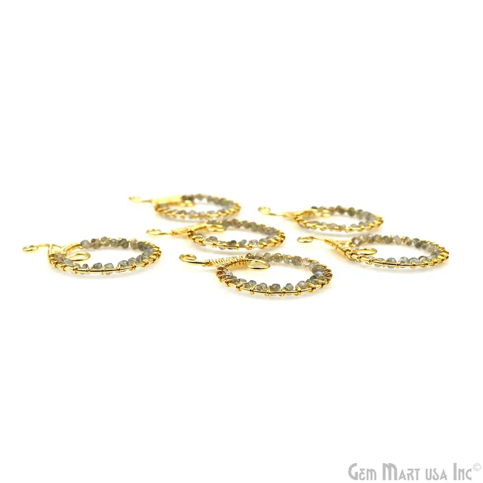 GemMartUSA Earrings Round Hoop Beaded 46x32mm Gold Wire Wrapped Hoop Connector GemMartUSA Earrings Round Hoop Beaded 46x32mm Gold Wire Wrapped Hoop Connector