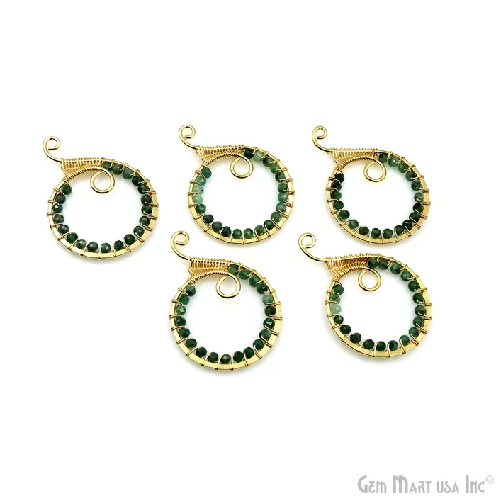 GemMartUSA Earrings Round Hoop Beaded 46x32mm Gold Wire Wrapped Hoop Connector GemMartUSA Earrings Round Hoop Beaded 46x32mm Gold Wire Wrapped Hoop Connector