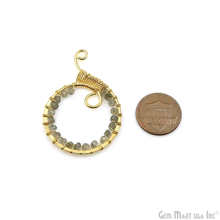 GemMartUSA Earrings Round Hoop Beaded 46x32mm Gold Wire Wrapped Hoop Connector GemMartUSA Earrings Round Hoop Beaded 46x32mm Gold Wire Wrapped Hoop Connector