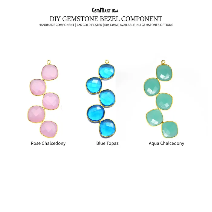 GemmartUSA Gemstone 60x13mm Gold Plated Bezel Chandelier Finding Component PreStyled Sets GemmartUSA Gemstone 60x13mm Gold Plated Bezel Chandelier Finding Component PreStyled Sets