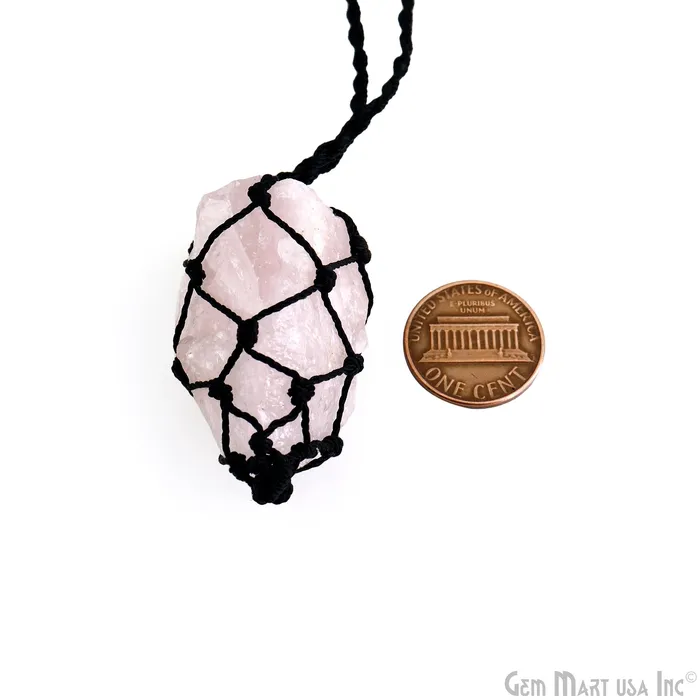 GemMartUSA Macrame Cage Cord Crystal Holder Necklace Stone Holder Macrame Pendant 48x25mm Necklaces