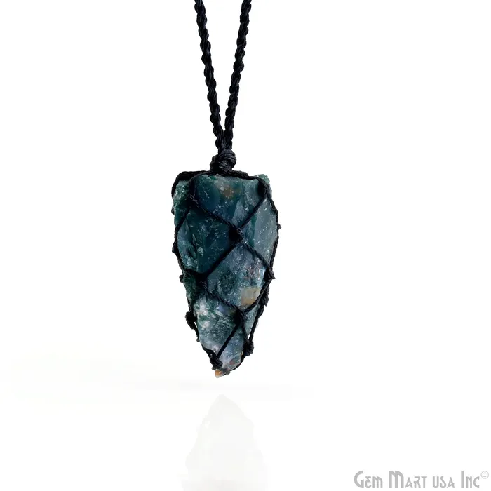 GemMartUSA Macrame Cage Cord Crystal Holder Necklace Stone Holder Macrame Pendant 48x25mm Necklaces