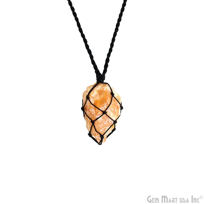 GemMartUSA Macrame Cage Cord Crystal Holder Necklace Stone Holder Macrame Pendant 48x25mm Necklaces