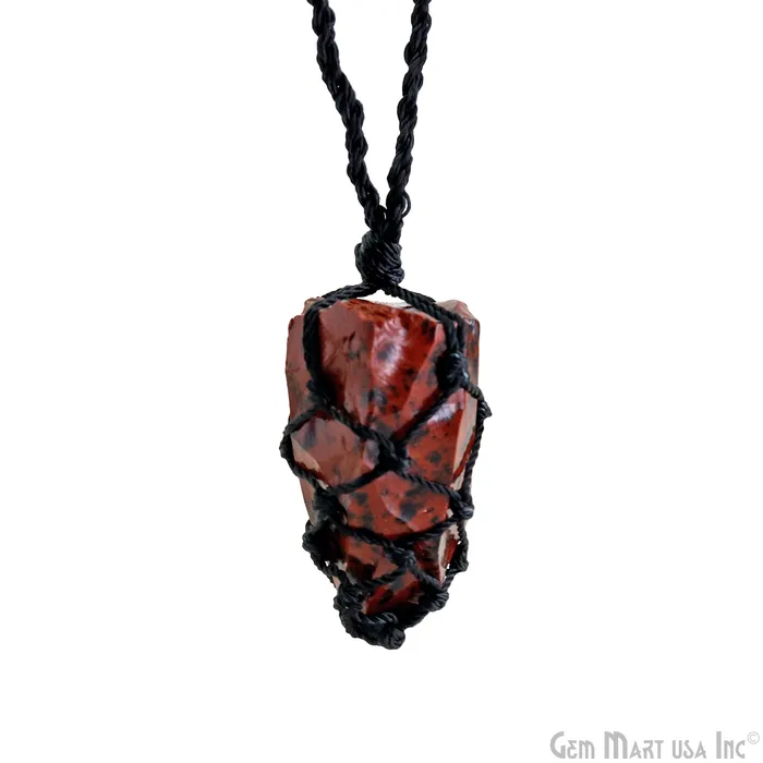 GemMartUSA Macrame Cage Cord Crystal Holder Necklace Stone Holder Macrame Pendant 48x25mm Necklaces