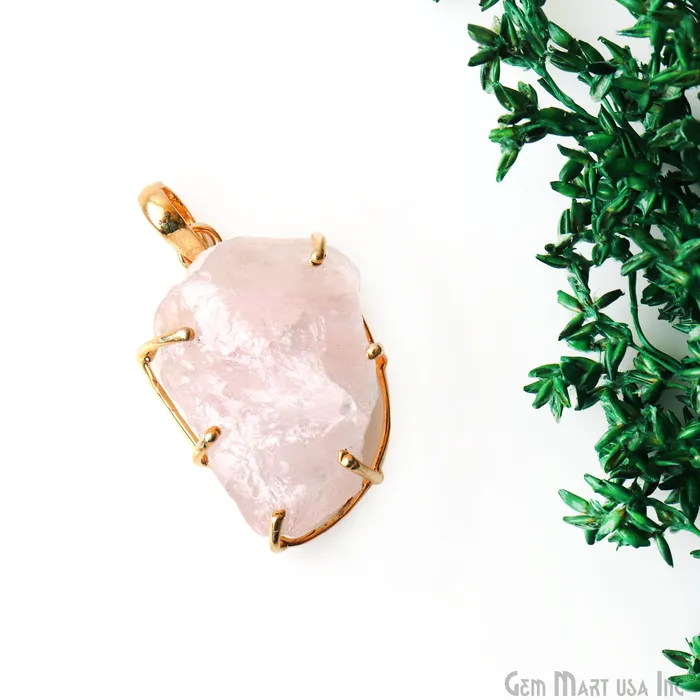 GemMartUSA Natural Morganite Organic 34x21mm Gold Plated Prong Setting Single Bail Gemstone Pendant Necklaces GemMartUSA Natural Morganite Organic 34x21mm Gold Plated Prong Setting Single Bail Gemstone Pendant Necklaces